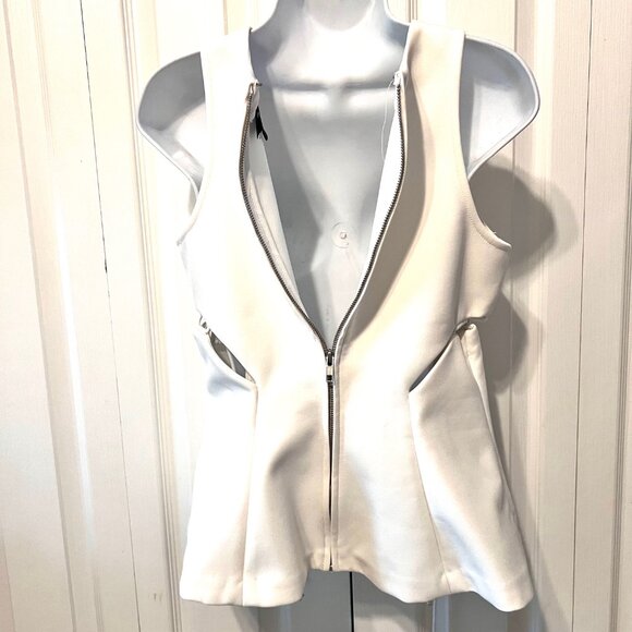 Kendall & Kylie-Lace Up Drawstring-Small-Sleeveless-Cut Outs-Stretch-White-Zip - Picture 13 of 16